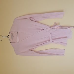 Light pink cotton wrap longsleeve knit top
